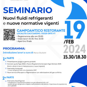 EVENTO GRATUITO ORTE (VT) : SEMINARIO NUOVI FLUIDI REFRIGERANTI E NUOVE NORMATIVE VIGENTI